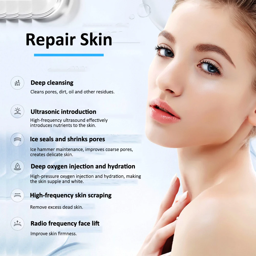 New 7 in 1 Hydro Dermabrasion Facial Machine Water Oxygen Hydrogen Deep Cleansing Auqa Peeling Bio Lifting Blackhead Remove Tool