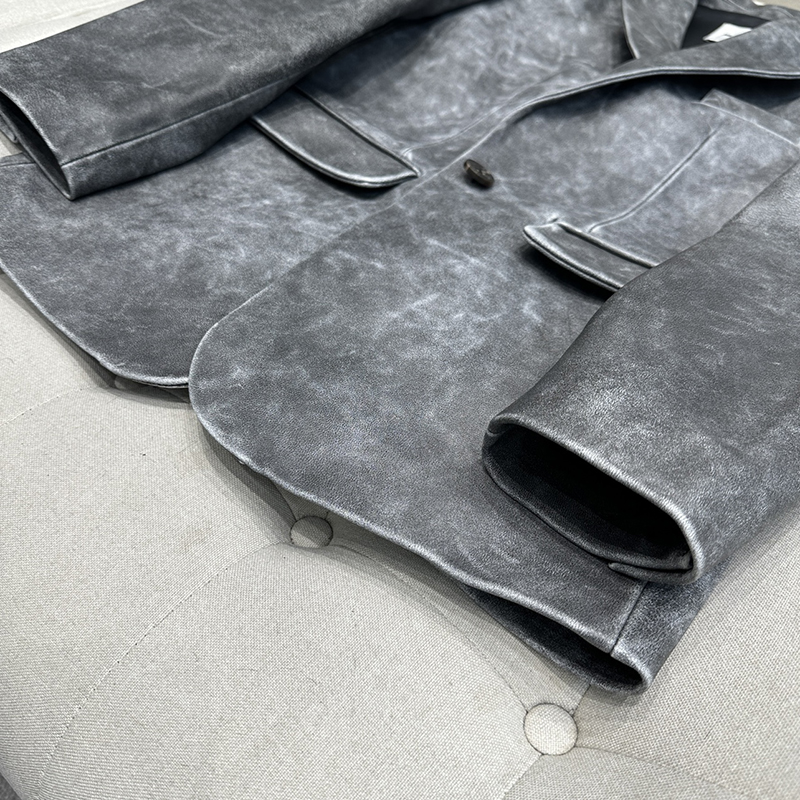 Retro Distressed Leather Jackets Women's Genuine sheepskin Leather Jacket Short Real Leather Coat