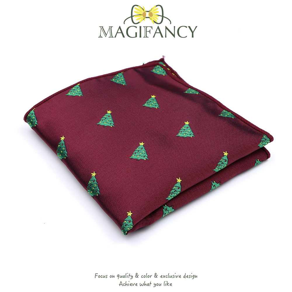 แฟชั่นร้อนคริสต์มาส Jacquard ผ้าเช็ดหน้า 22 ซม.ต้นไม้กวางโพลีเอสเตอร์ผู้ชาย Pocket Square Tuxedo ชุดงานแต่งงานอุปกรณ์เสริมของขวัญ
