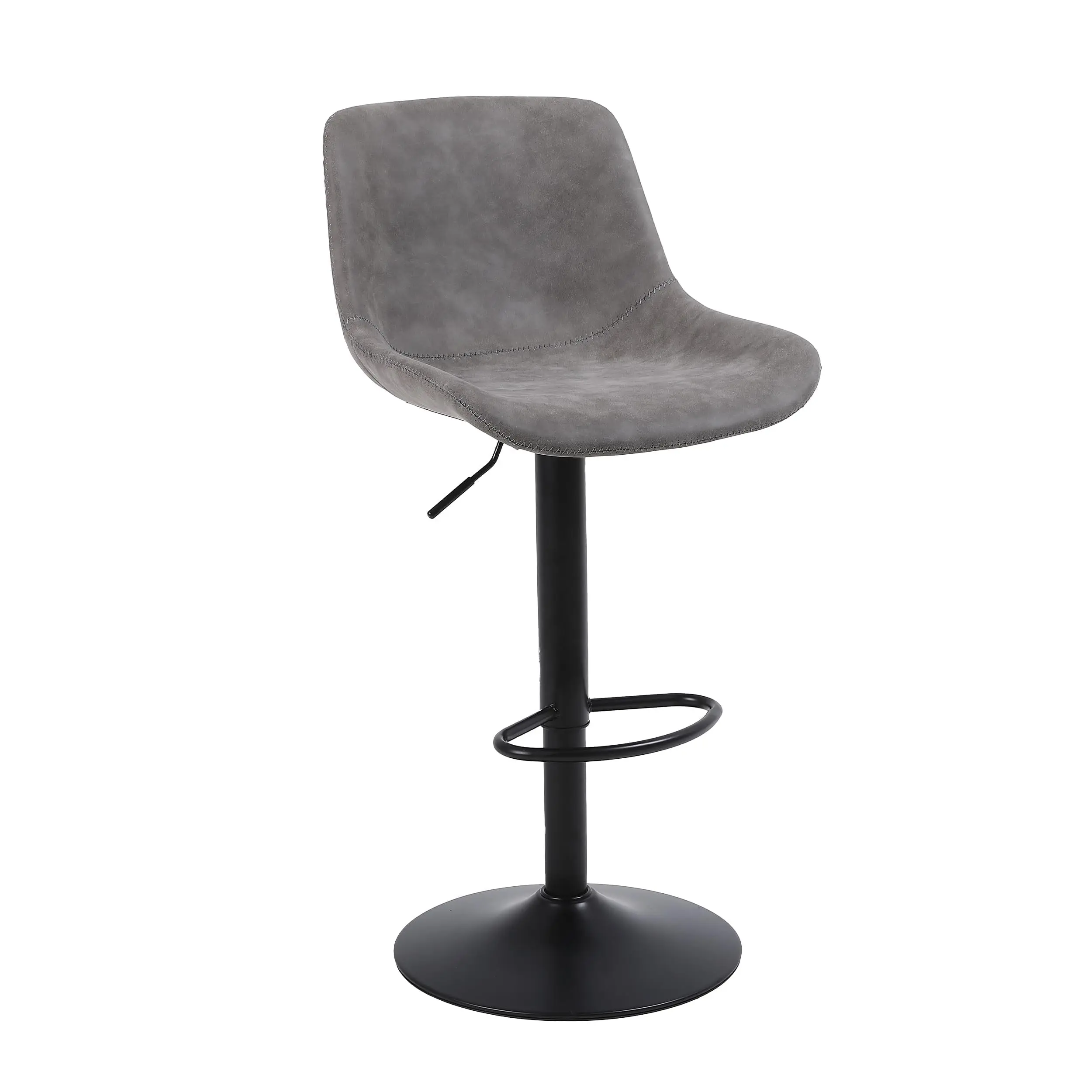 Taburete de Bar, Taburete Giratorio con Respaldo, sillas de Bar Modernas Ajustables, Color Gris