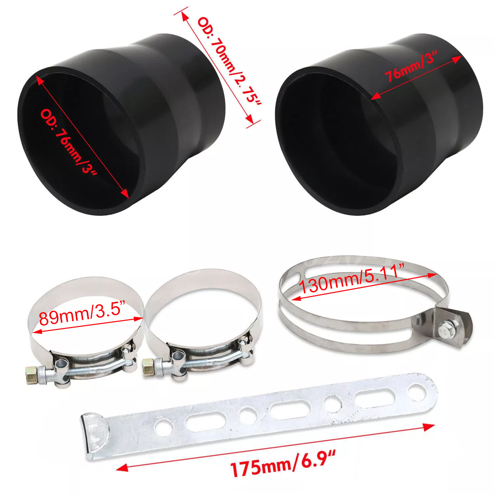 1 Set Universal Car 76mm 3 inch Carbon Fibre Cold Air Filter  Feed Enclosed Hight Flow Cold Air Intake Induction Pipe Hose Kit