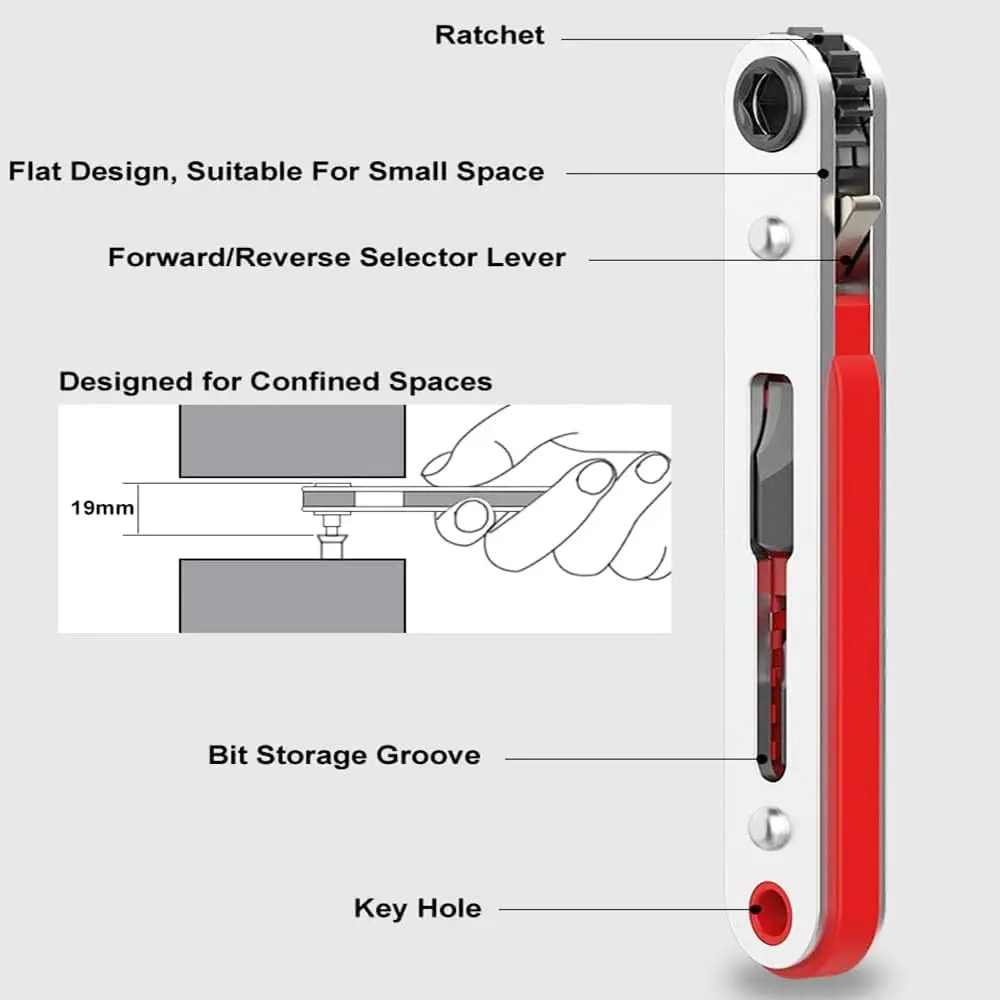 Mini Multi-function Two-way Ratchet Flat Head Elbow Flat Screwdriver Ratchet Wrench Cross-shaped Hexagonal Screwdriver Head Tool