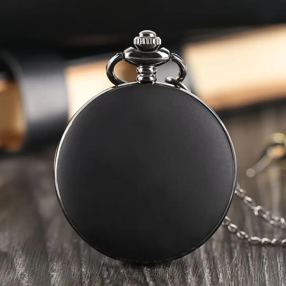 Relógio de bolso preto com rosto sorridente, desenho animado, anime, retrô, relógio de bolso de quartzo, moda personalizada