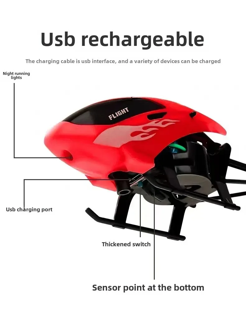 Indoor Suspension RC Helicopter with Charging Induction Two-Way Flight Anti Drop Luminescence