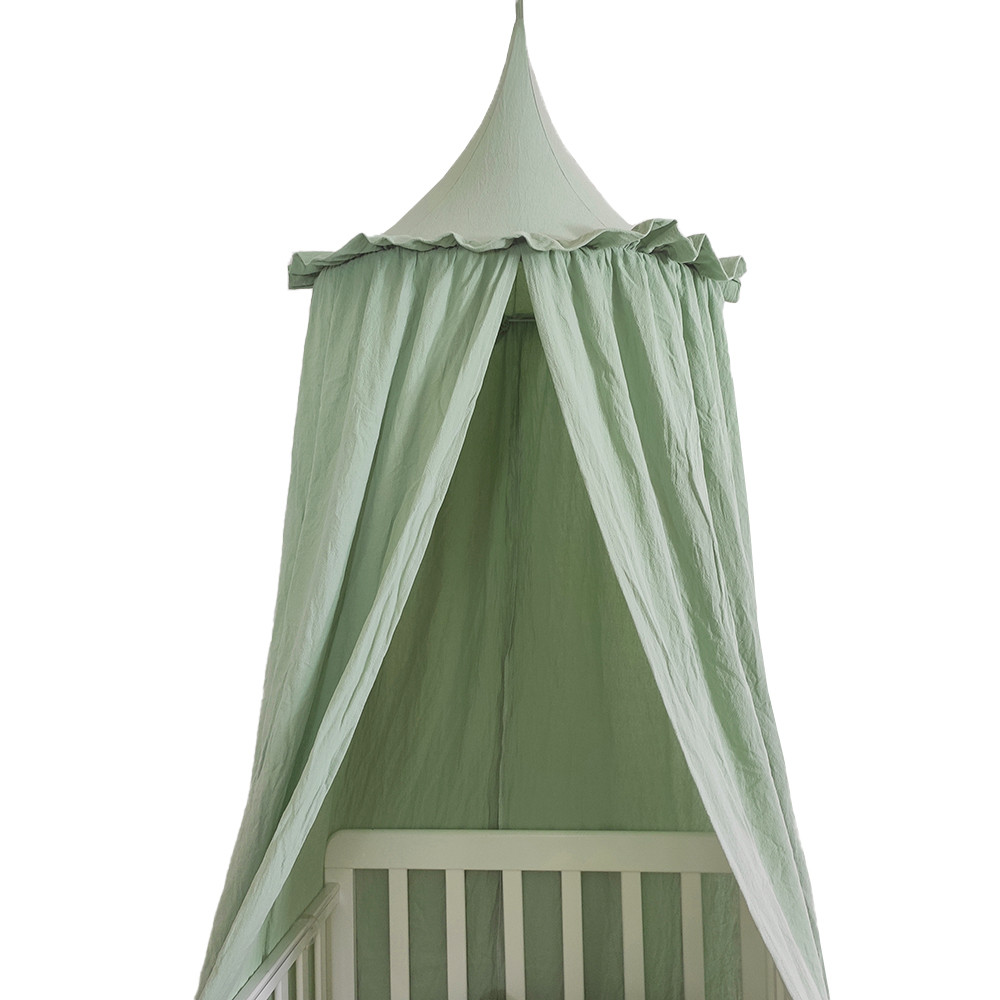 Baldacchino per lettino per bambini con volant Rete di copertura in cotone per culla Rete da lettura Tenda nascosta Tenda rotonda sospesa Decorazione della stanza dei bambini