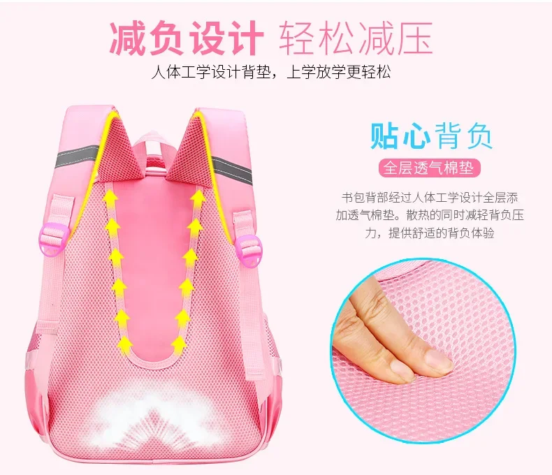 Korean Version Japanese Elementary School Student Backpack Bow Children's Wave Point Girl Ergonomic Design Protects The Spine