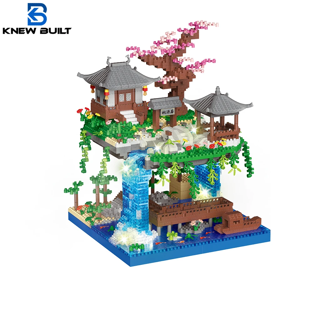 Taohuatan Lake Thema Micro Bakstenen Bouwstenen Set, Volwassen Creatief Speelgoed, Unieke Chinese Landschapsmodel Bakstenen Met Led Licht