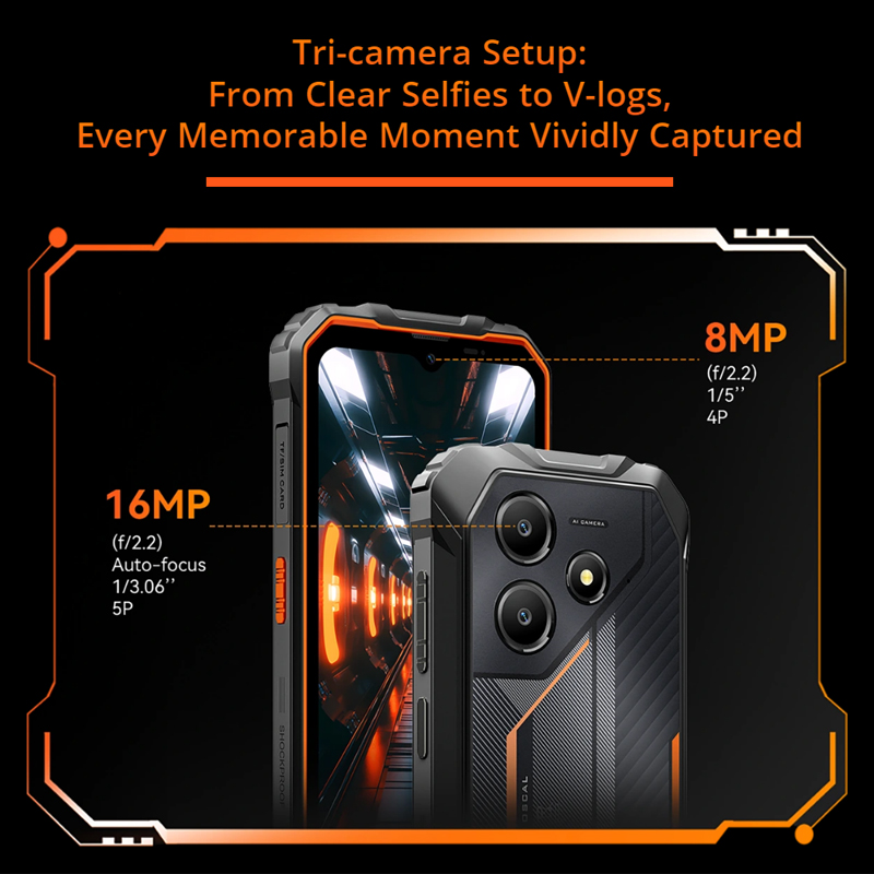 Blackview OSCAL Marine 2 Rugged Phone 8GB RAM 256GB Smartphone AI 11000mAh Battery 6.56 " HD+Display Unisoc T61 Android 15 NFC