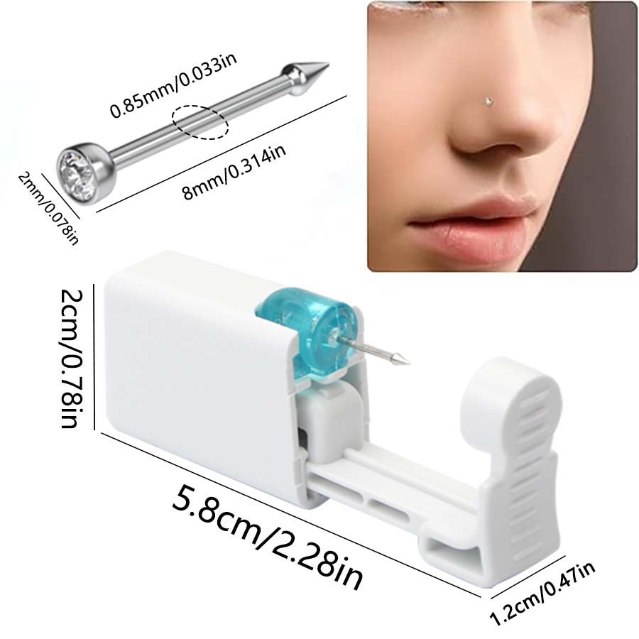 1PC Disposable Nose Piercing Gun Built-in Stainless Steel Nose Stud-Sterile Self Nose Piercing Kit Unit