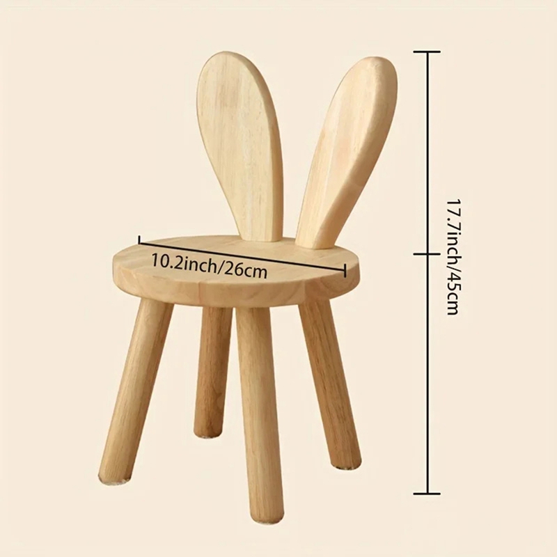 Small Board Stool, Cute  Ears Solid Wood Small Stool, Decorative Stool Children Chair