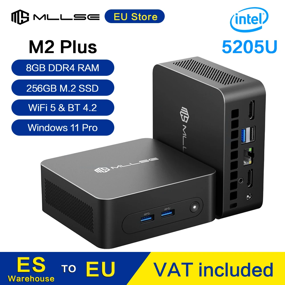 MLLSE M2 Plus Mini komputer Intel Celero 5205U procesor DDR4 8GB RAM 512GB SSD WiFi5 BT4.2 Windows 11 Mini komputer stacjonarny
