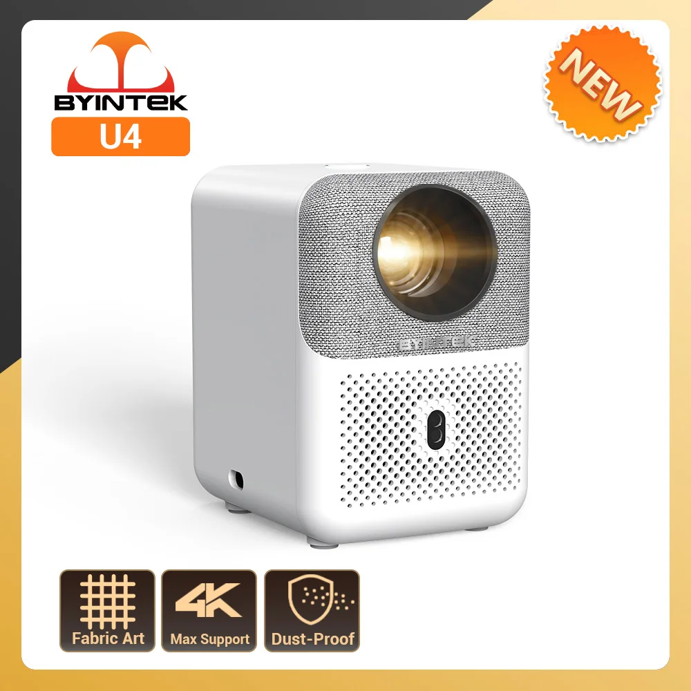 BYINTEK Full HD Mini Projector LOVE U4 1080P 4K Video 5G WIFI Android Auto Focus Portable Smart Projectors  Home Theater Cinema