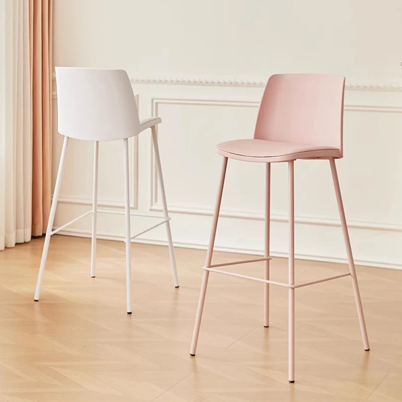 Barhocker in Restauranthöhe, minimalistischer Kunststoff, langer cremefarbener Thron, Esszimmerstühle, Make-up, bequem, Bancos De Bar, trendige Möbel