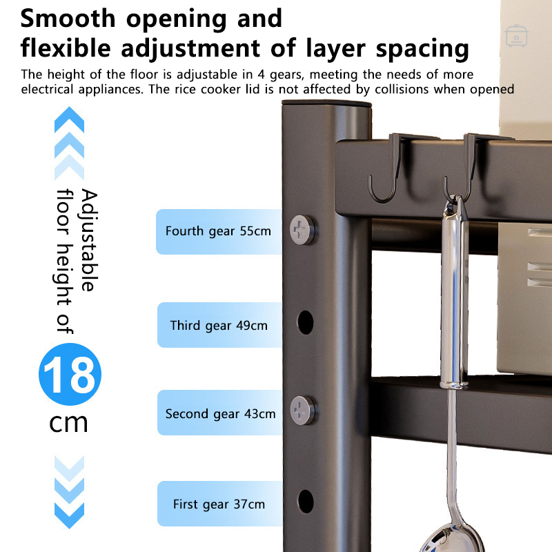 Kitchen Shelving Retractable Rice Cooker Microwave Storage Rack Home Kitchen Countertop Multifunctional Air Fryer Storage Rack