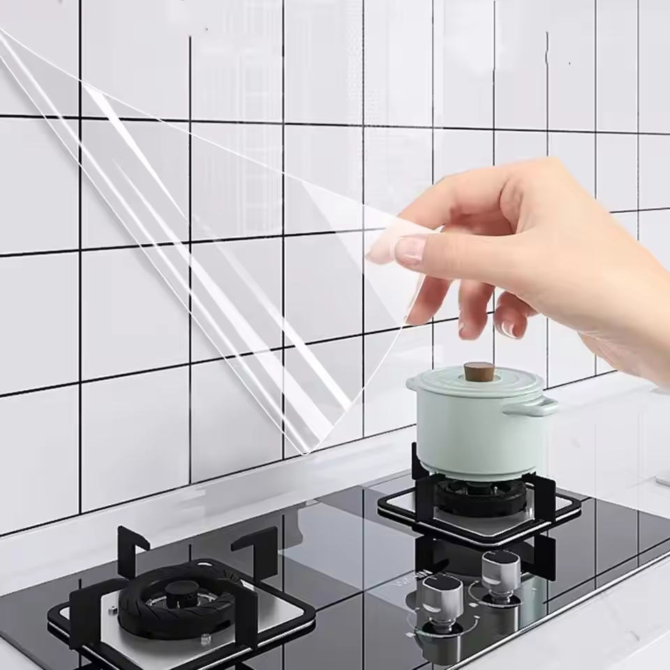 Decoración de papel tapiz transparente, pegatinas de pared autoadhesivas impermeables y resistentes al aceite para fondos de cocina y dormitorio