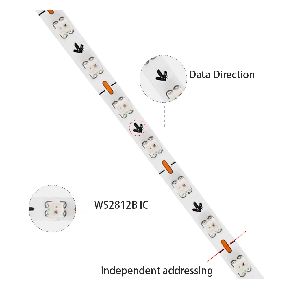 DC5V/12V RGB Dream color changing led Strip Lights WS2812 2020 Ultra Narrow 2.7mm 160Leds/m Smart individually addressable Digit