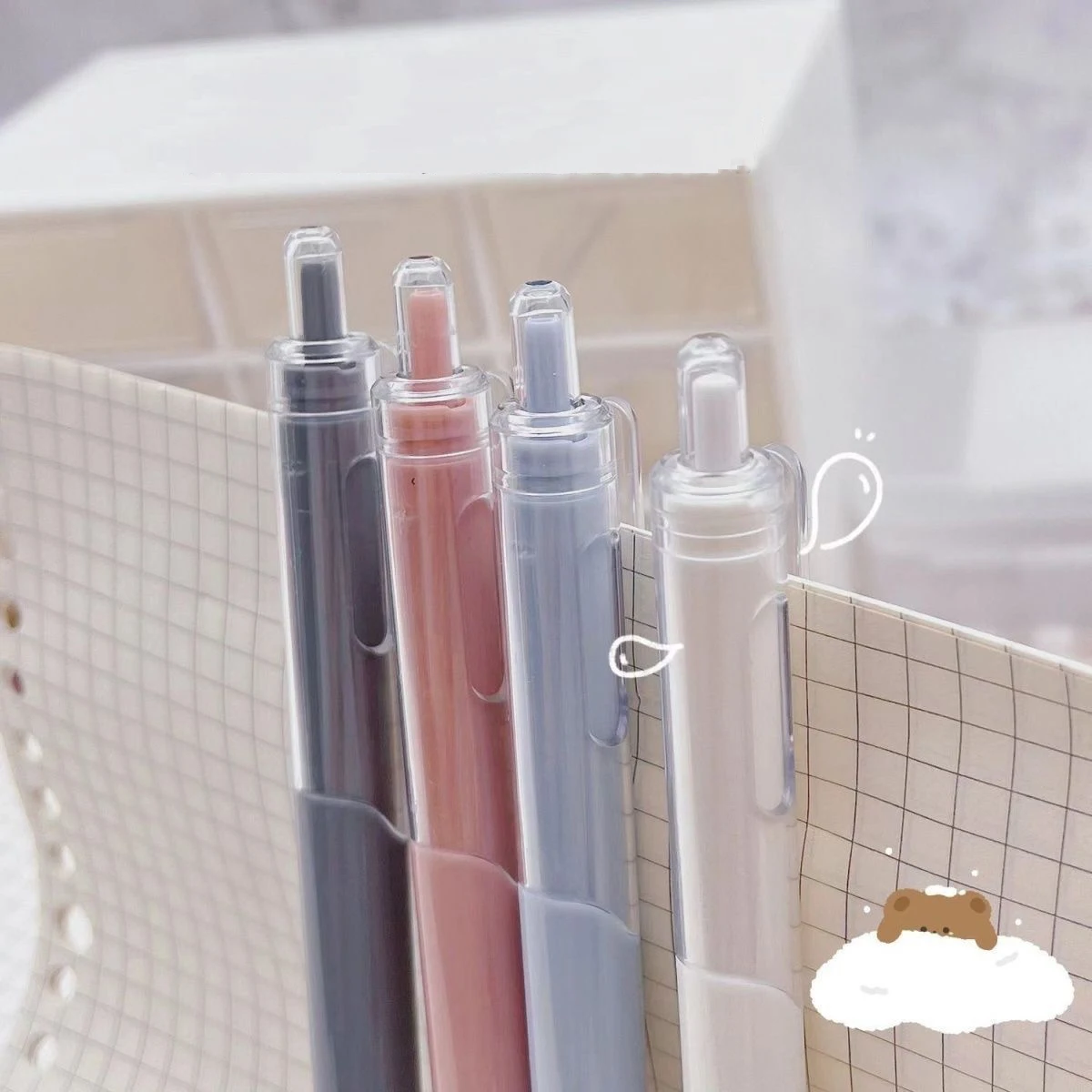 ปากกาลูกลื่นคลิก 0.5 มม. สีดําสวยงามสูง 5 แพ็คสําหรับใช้ในสํานักงานและอ่านหนังสือ