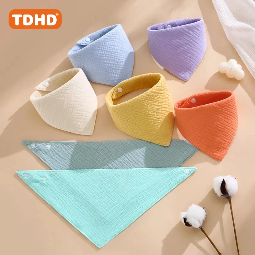 Babadores para bebês tdhd, 7 peças, macios, absorventes, babadores e comendo com fecho de botão, cores misturadas, ideais para bebês e crianças pequenas, |   Sólido