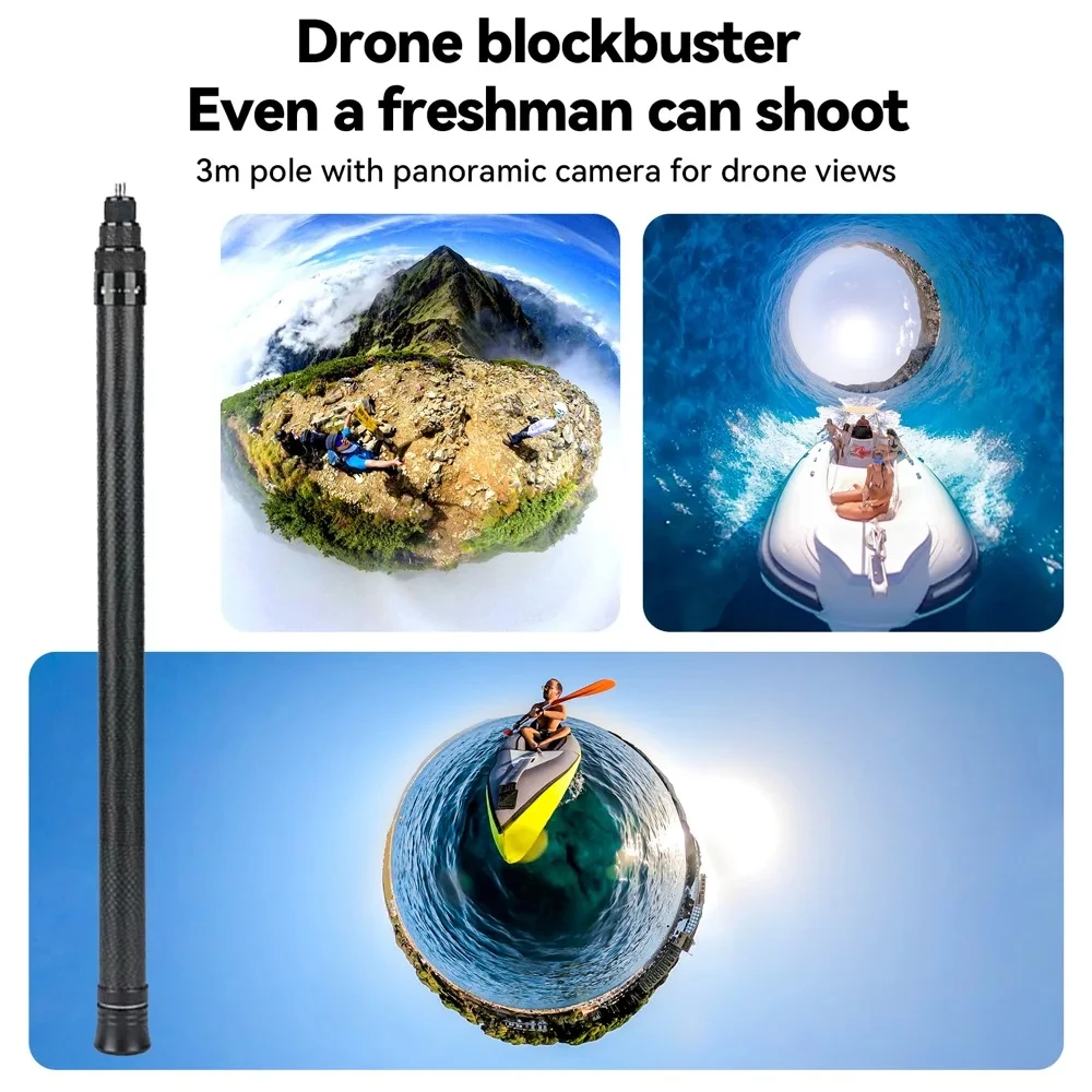 Палка для селфи для Insta360 X4 X3 One X2 Bullet Time с вращающейся ручкой, штатив Insta 360, аксессуары для палки для селфи из алюминиевого сплава