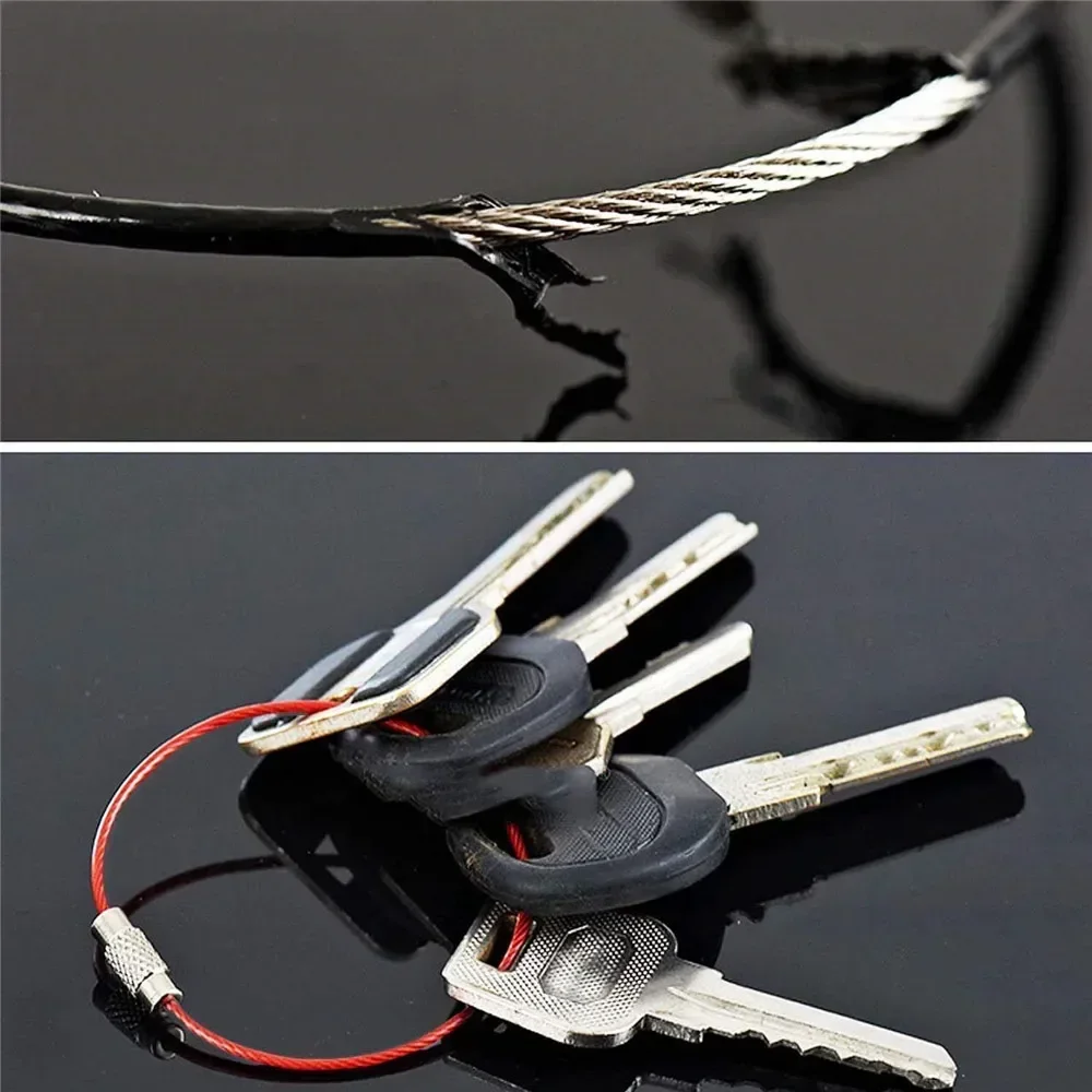 10 pacote multi cor fio inoxidável chaveiro cabo 6 inch1.5mm anel de chave de aço inoxidável loop sortido colorido chaveiro 2025