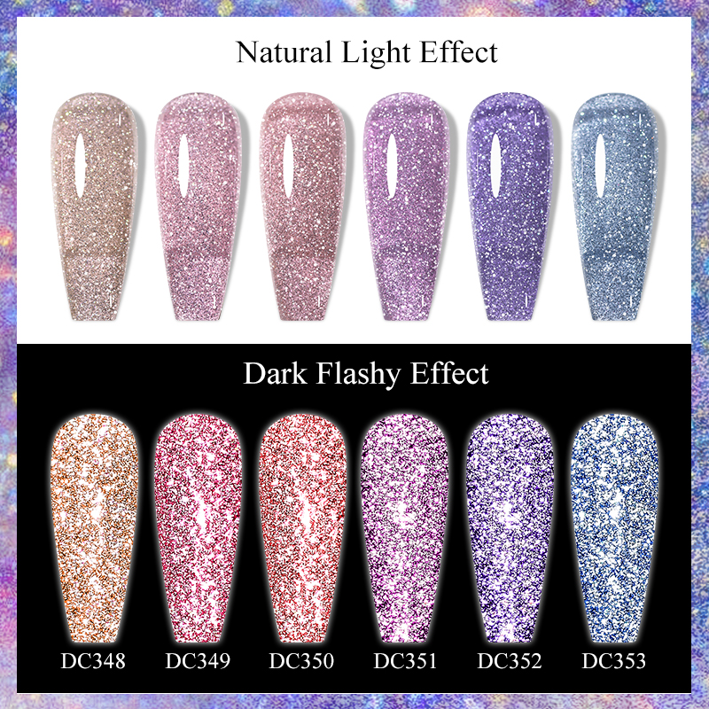 Mtssii 7ml Glitter Reflective Rubber Base Gel Nail Polish Laser Sparkling Semi Permanent Soak Off UV Gel Art Nails Varnish