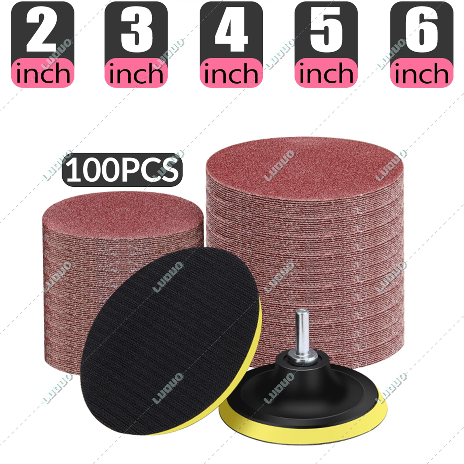 2/3/4/5/6 pulgadas 100 Uds hojas de arena redondas de papel de lija grano 60-5000 disco de papel de lija para pulir lijadora orbital rectificadora