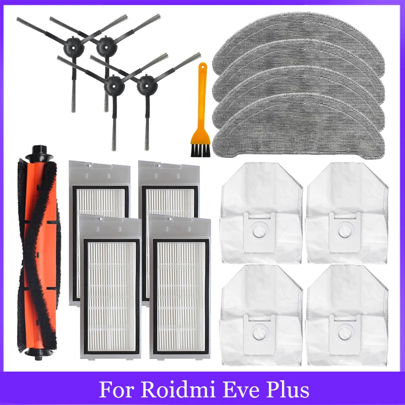 Para Roidmi Eve Plus SDJ01RM repuestos de aspiradora robótica paño de mopa filtro Hepa cepillo principal Cepillo Lateral bolsa de polvo Accesorios