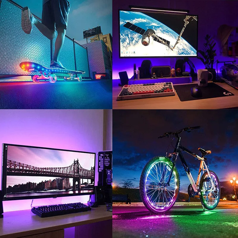 Tira de luz LED 3AA con enchufe USB 5V 5050 SMD lámpara de tira de color flexible, adecuada para tocador de habitación, computadora