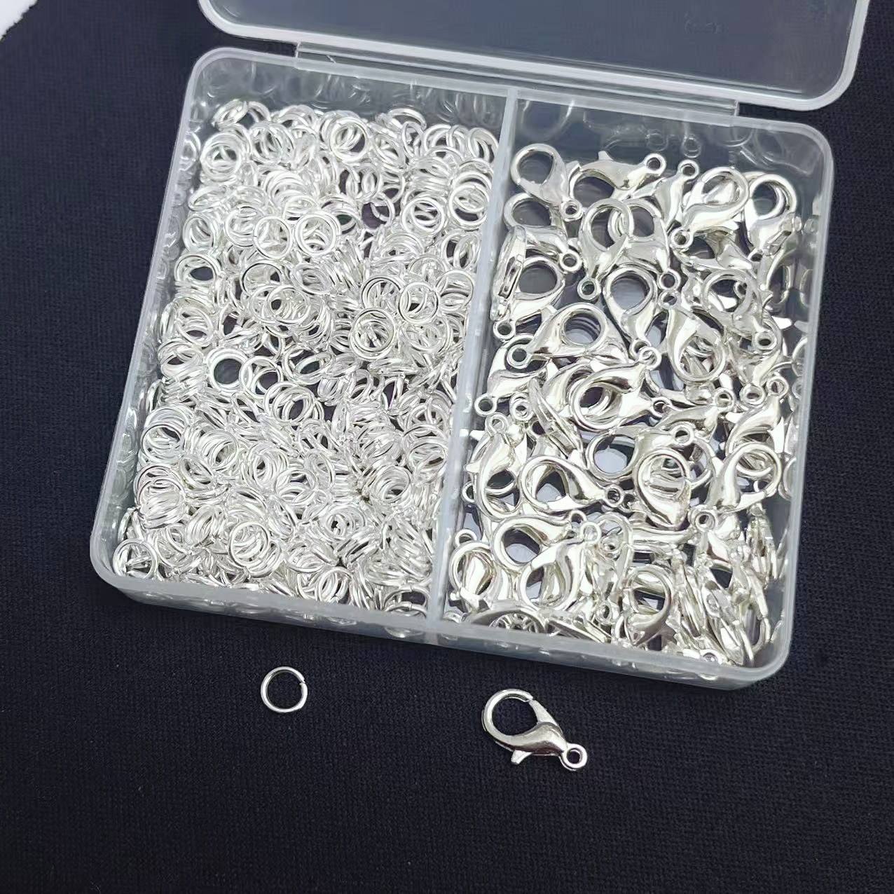 300 stks/doos Zilver Kleur Kreeft Sluitingen En Open Ringen Armbanden Kettingen Connector DIY Sieraden Maken Accessoires Benodigdheden Kit