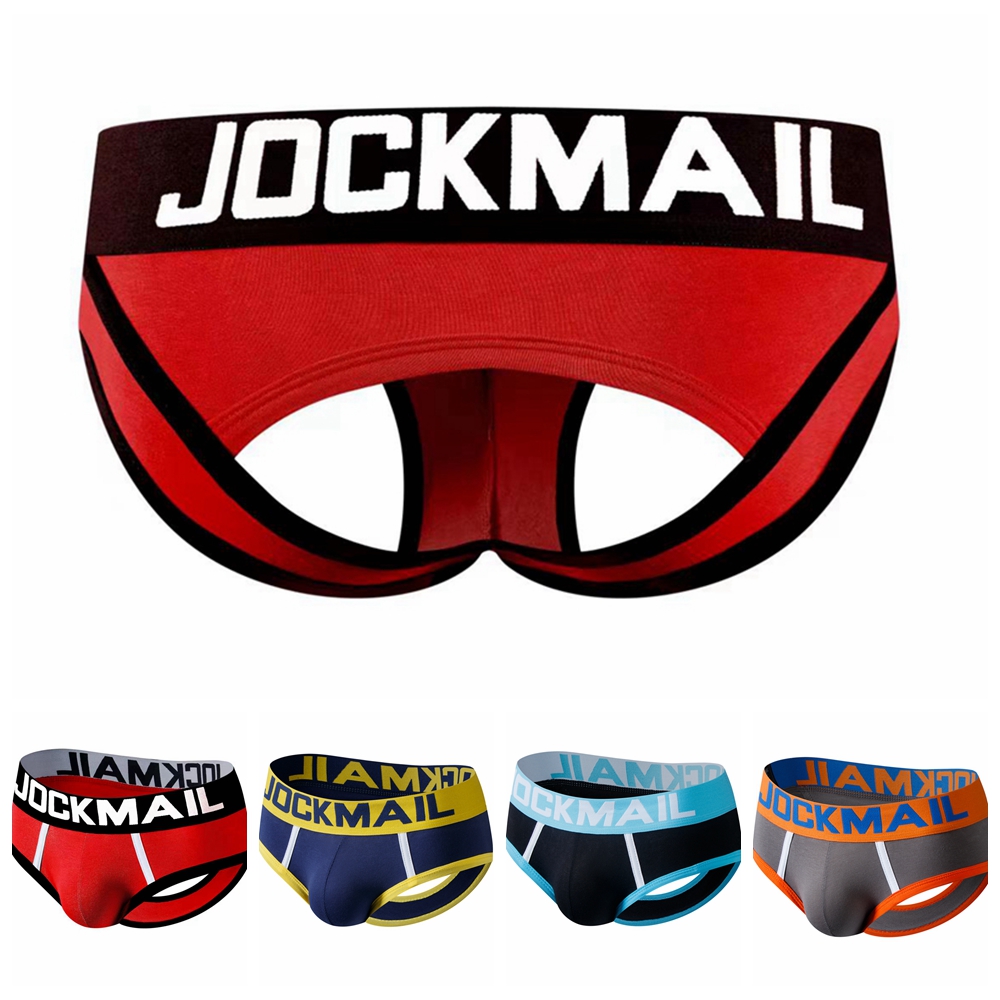 JOCKMAIL seksowna bielizna męska bez dna figi męskie stringi stringi Tanga krótkie kalesony gejowska bielizna męska otwarte krocze bez pleców