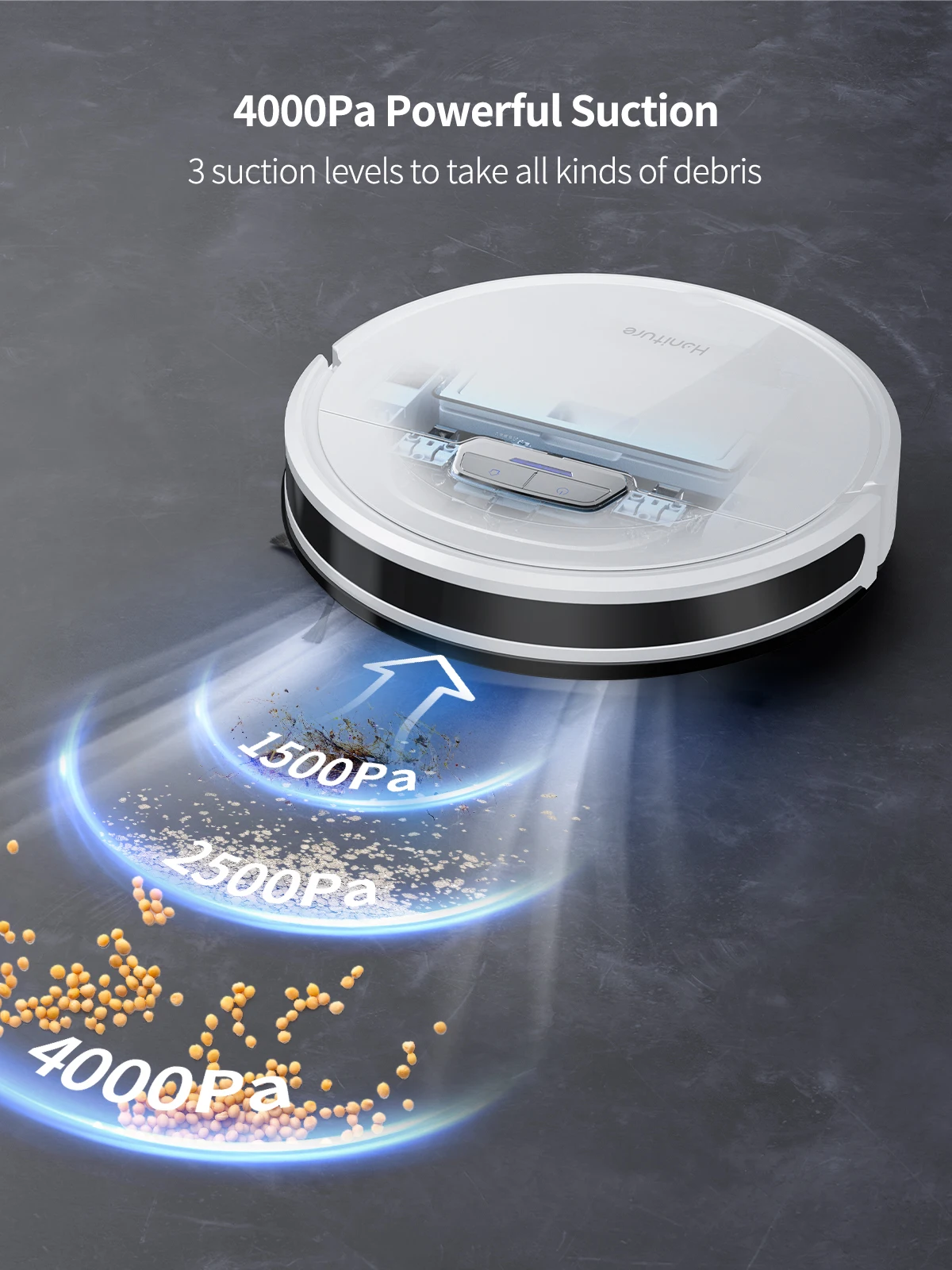 HONITURE Roboter-Staubsauger, 4000 Pa, Smart Home, Mopp, Kehren und Ziehen, integrierte selbstladende App, Fernbedienung und Sprachsteuerung