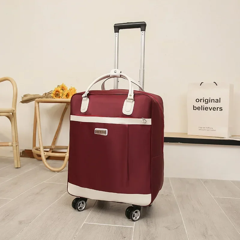 Bolsa de viagem feminina com carrinho, mochila multifuncional com rodas, mala à prova d'água
