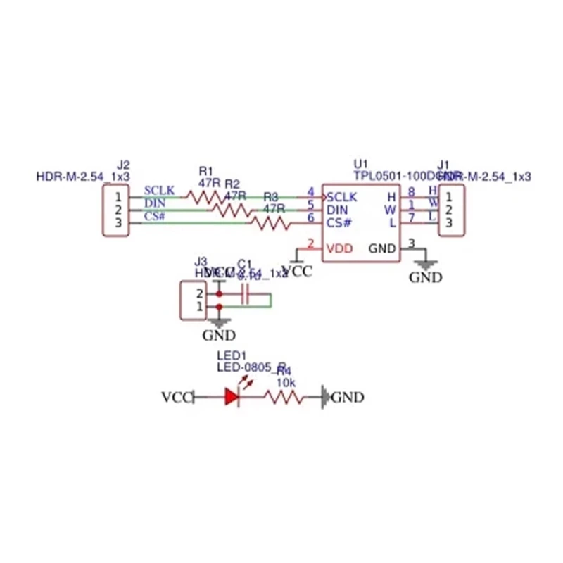 TPL0501 Цифровой потенциометр 100K SPI -порт подходит для встроенных систем и исследовательских экспериментов