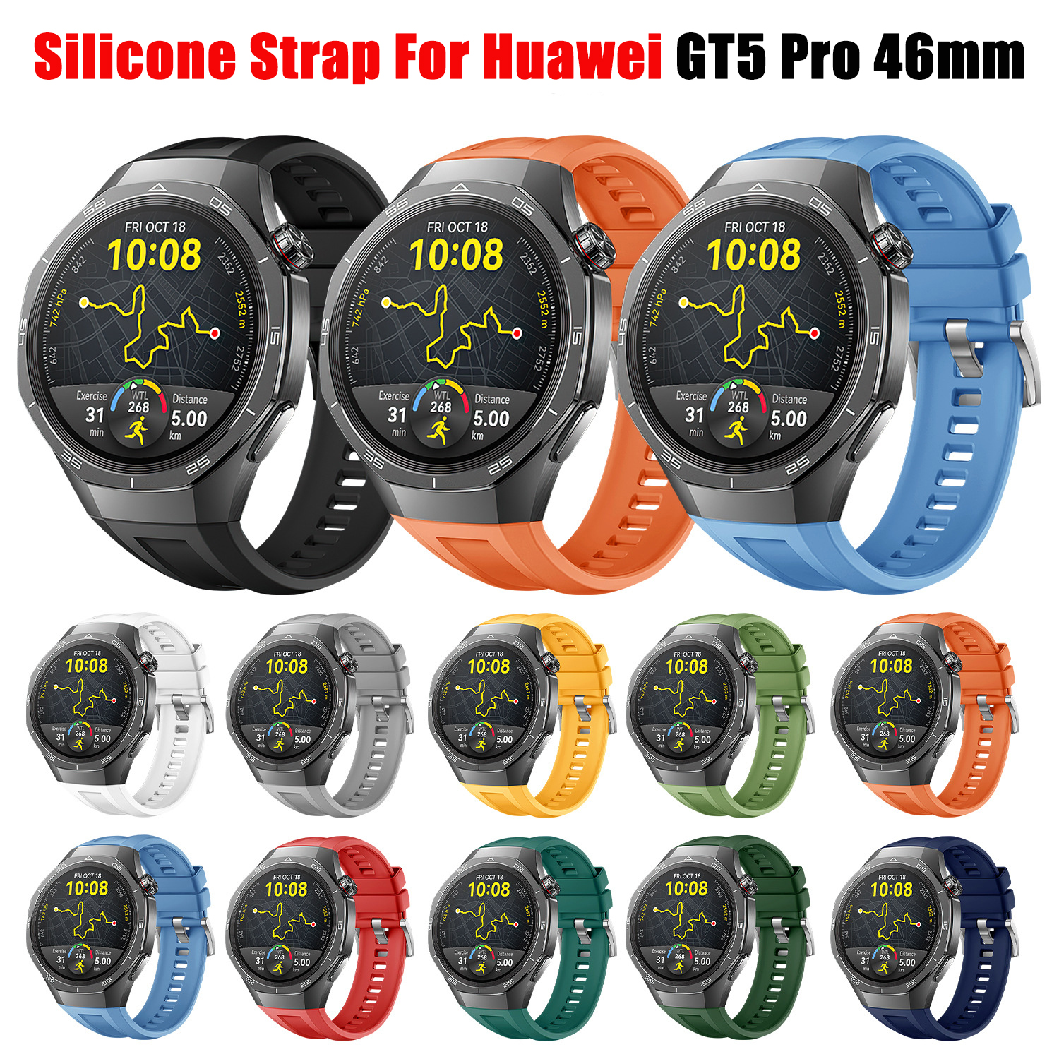 Pulseira de silicone para huawei relógio gt5 pro 46mm pulseira para huawei relógio gt5 pro 46mm pulseira smartwatch acessórios