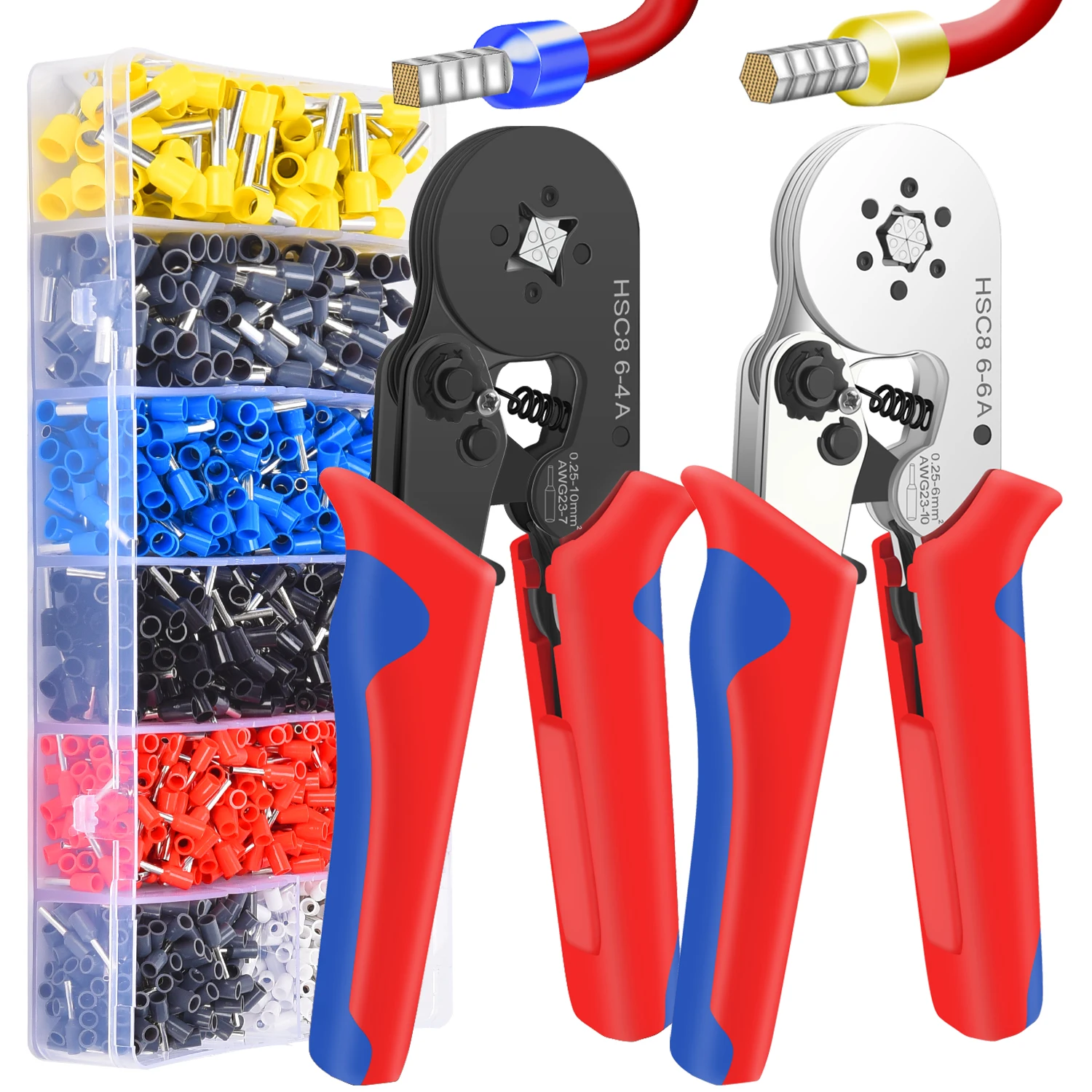 Strumento di crimpatura ghiera HSC8 6-4/6-6 Pinza a crimpare elettrica per terminali del tubo a crimpare terminali del filo Riparazione di circuiti elettrici