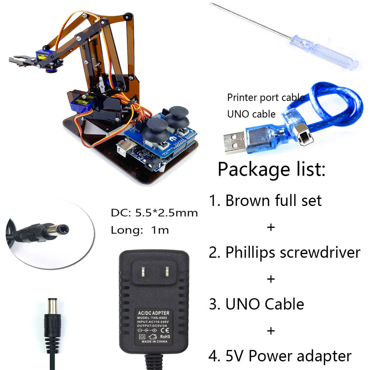 Разборный акриловый механический управляющий коготь SG90 4 DOF для Arduino UNO, Обучающий набор «сделай сам», умные игрушки с дистанционным управлением
