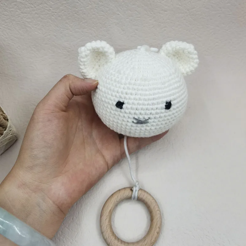 Handmade โครเชต์หมีสัตว์หัวถัก Rattle เพลง DIY ทารกแรกเกิดทารกแรกเกิด Teether Sensory ของเล่น
