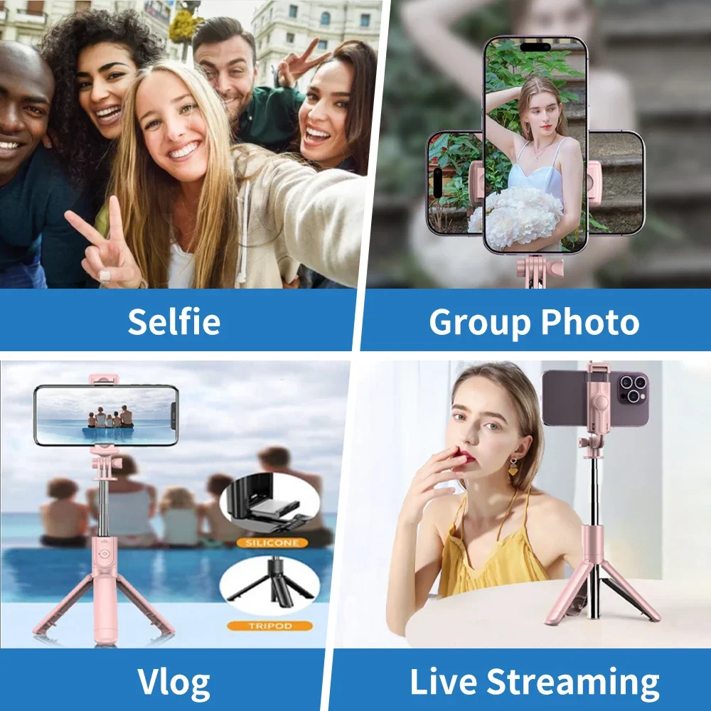 iPhone Selfie Stick Tripod Stand Detachable Remote Control Monopod for TikTok Live Streaming Compatible with Various Phones