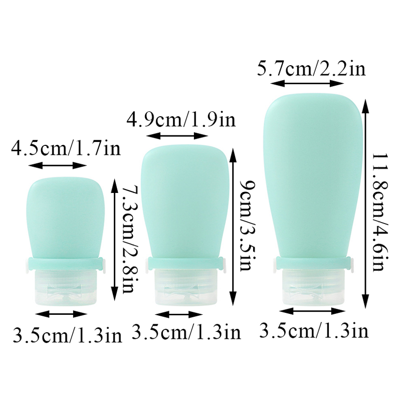 Botella de viaje de silicona recargable de 30/60/90ml, botella recargable a prueba de fugas para champú, productos para el cuidado de la piel, suministros de viaje portátiles