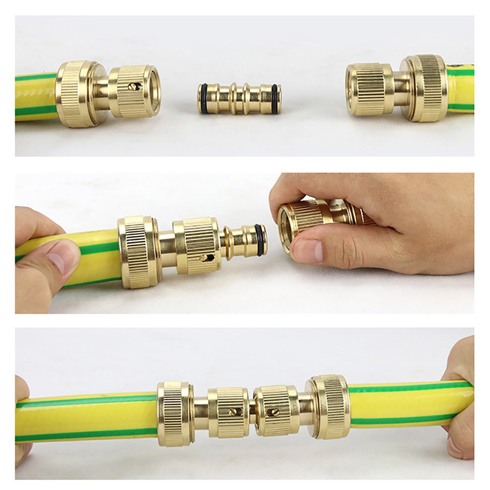 2 Way Garden Brass Hose Connector Joiner Coupler Watering Water Pipe Tap Male Water Pipe Repair Extension Joint