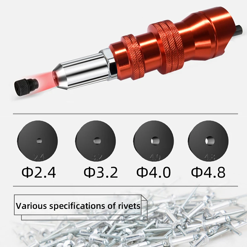 Upgrade Electric Rivet Gun 2.4mm-4.8mm Rivet Nut Gun Drill Bit Adapter Insert Rivet Power Tool into Cordless Drill Rivet Nut