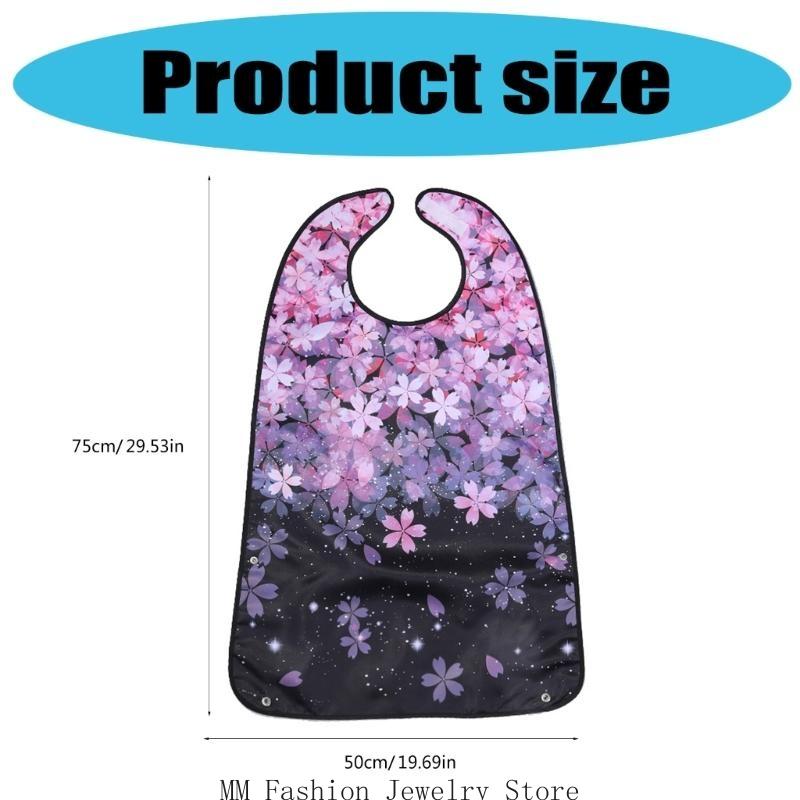 Waterproofing Adult Dining Bib Scarf for Elderly Comfortable Reusable Clothing Protector Fashionable Flower
