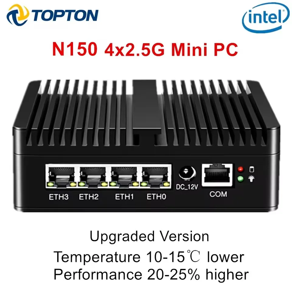 Topton 12th Gen Alder Lake N150 Soft Router N5105 N6415 N6210 4*2.5G LAN pfSense Firewall Appliance ESXI AES-NI Fanless Mini PC