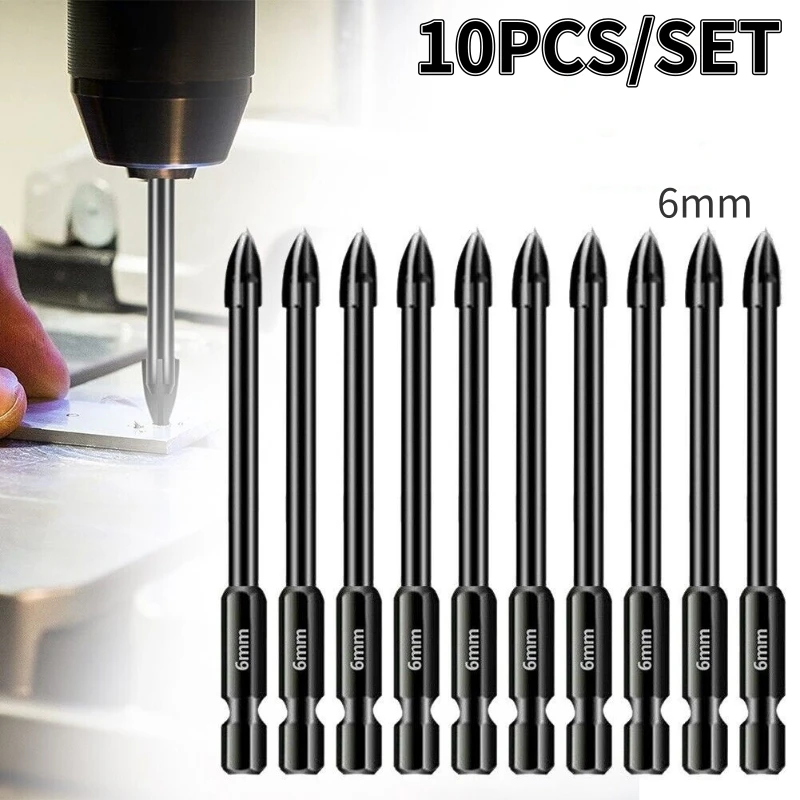 10PCS 6mm Diamond Drill Bits Hole Saw Set For Tile Concrete Brick Glass Ceramic Wood Metal Drill Bits Drilling Tools Set