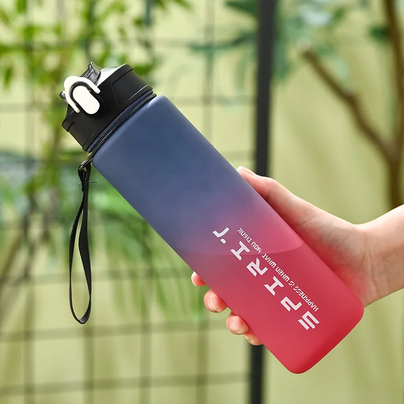 1PCS 800ML 대용량 스포츠 물병 누출 방지 다채로운 플라스틱 컵 야외 여행 휴대용 체육관 피트니스 주전자