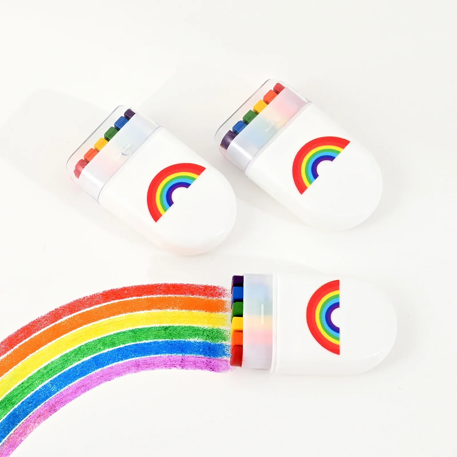 Pintura de crayón de arcoíris para fiesta de cumpleaños, accesorios coloridos para fiesta temática, disfraz familiar, regalo, tamaño de bolsillo, 2 uds.