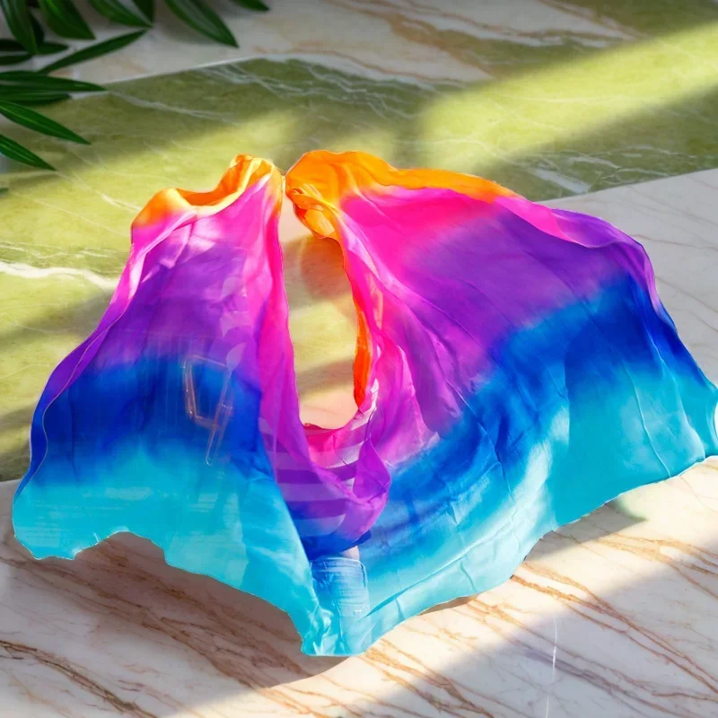 100% Zijde Performance Dans Effen Kleur Lichte Textuur Sluier Sjaals Vrouwen Sjaal Kostuums Accessoires Buikdans Sluiers 270Cm X 114Cm