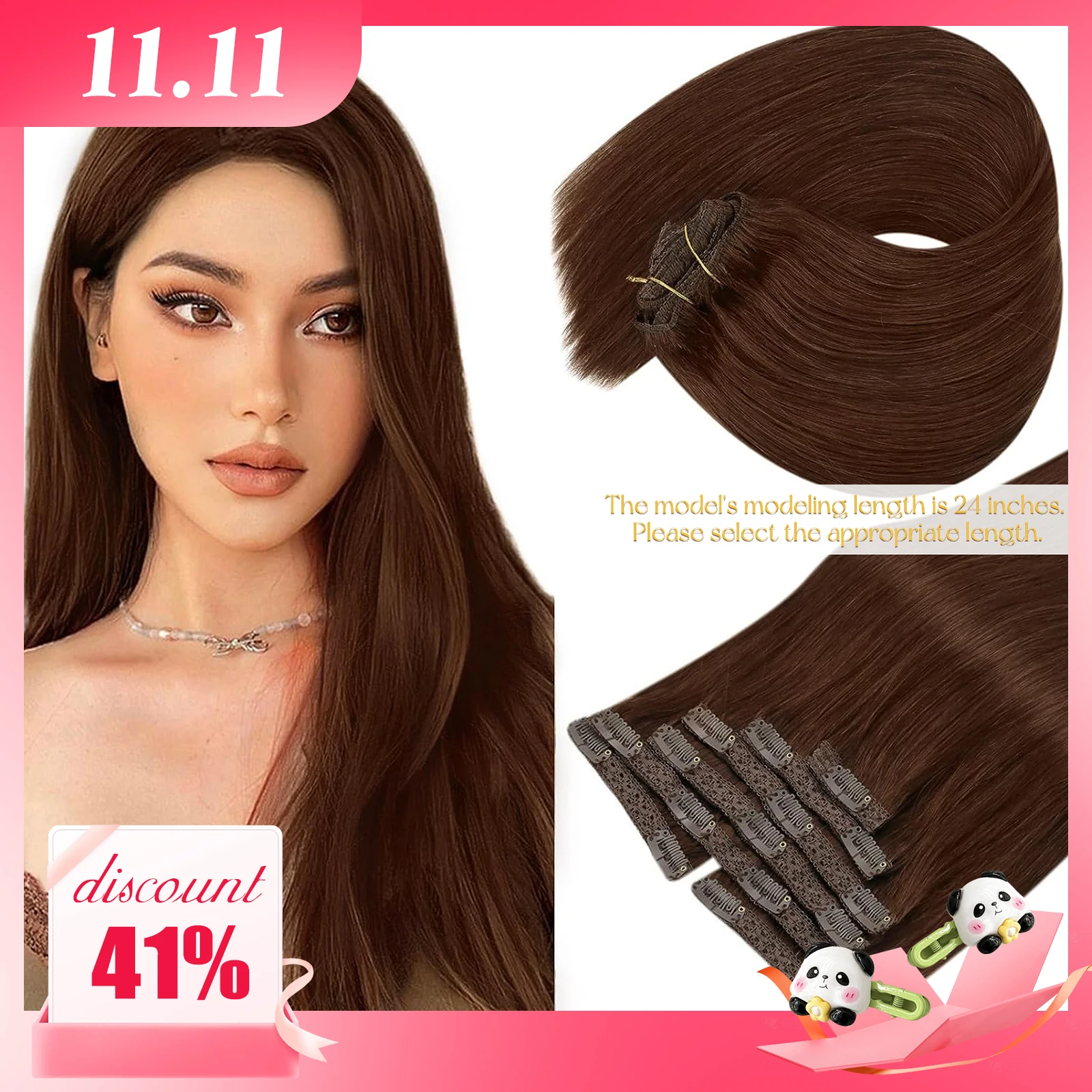 Vesunny Clip in Haar verlängerung Echthaar Balayage natürliche Echthaar verlängerung  Echthaarclip verlängerung für Frauen