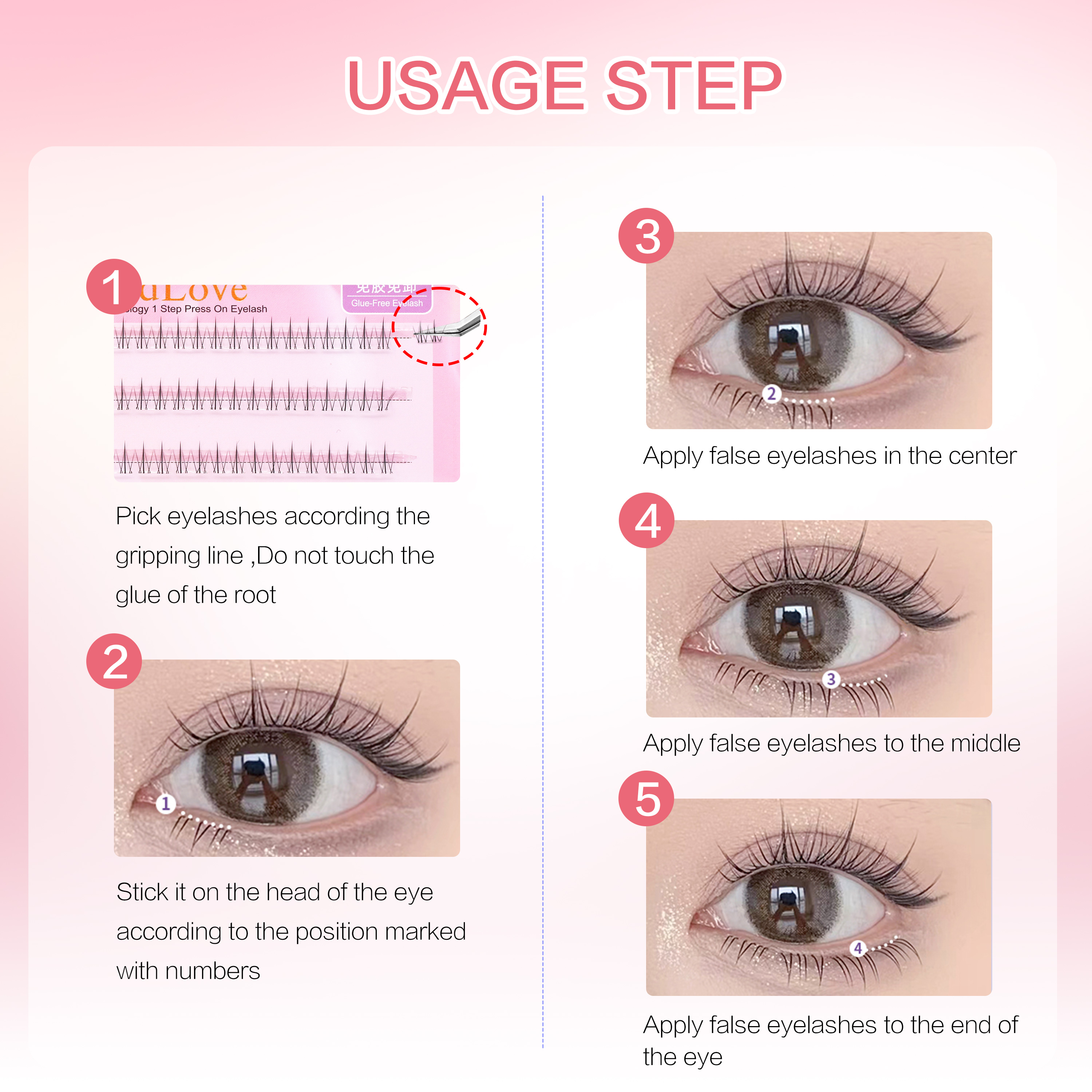 FindLove Pre Glued Lower Lashes No Glue Need Eyelash Extension Set Natural Reusable Bottom Lash Self Adhesive False Eyelash