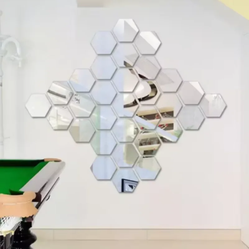 Adesivo da parete a specchio da 45 pezzi, adesivo da parete esagonale, adesivo per piastrelle decorative per la casa fai da te